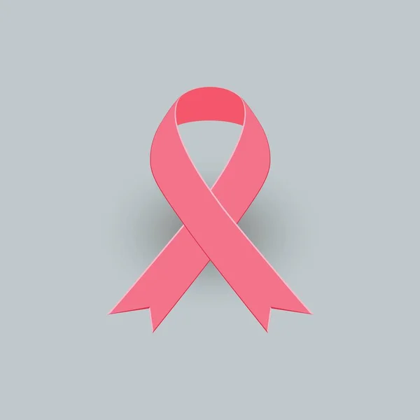 Cinta Rosa Realista Símbolo Conciencia Del Cáncer Mama Octubre Ilustración — Archivo Imágenes Vectoriales