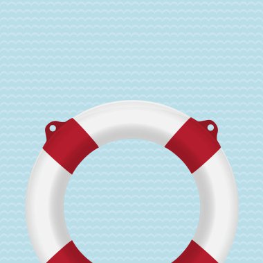 Lifebuoy gerçekçi vektör çizim çizgili arka plan üzerinde