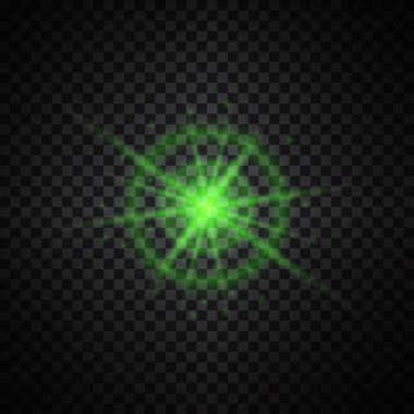 siyah arka plan, vektör çizim üzerinde yeşil parlayan ışıklar