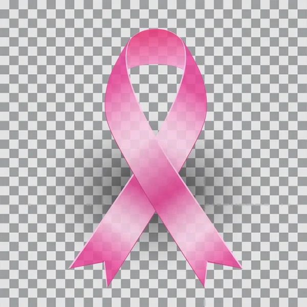 Cinta Rosa Realista Símbolo Conciencia Del Cáncer Mama Octubre Ilustración — Archivo Imágenes Vectoriales