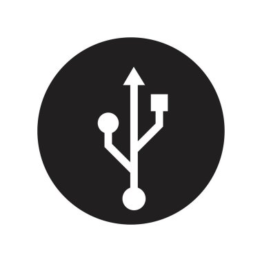 USB düz simgesi, vektör çizim