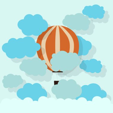 Kağıt sıcak hava balon bulut, vektör çizim ile