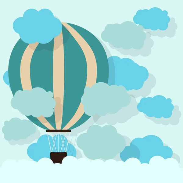 Papier Heißluftballon Mit Wolke Vektorillustration — Stockvektor
