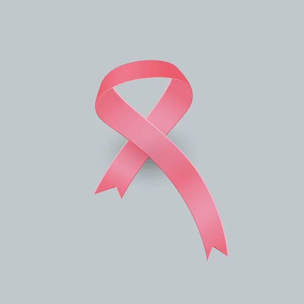 Realistyczne Różową Wstążką Symbol Świadomości Raka Piersi Październiku Ilustracji Wektorowych — Wektor stockowy