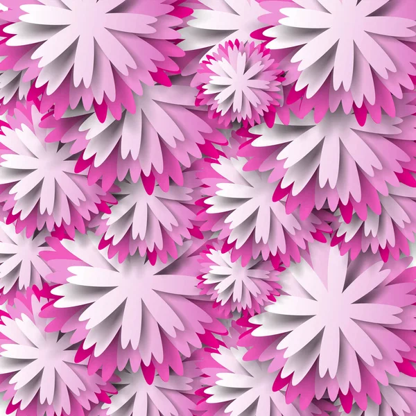 Papier Florale Achtergrond Roze Bloem Vectorillustratie — Stockvector