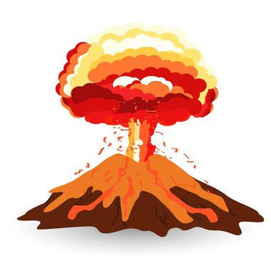 Beyaz foto-gerçekçi, vektör illüstrasyon izole yanardağ