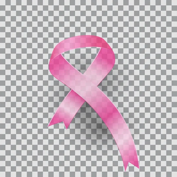 Cinta Rosa Realista Símbolo Conciencia Del Cáncer Mama Octubre Ilustración — Archivo Imágenes Vectoriales