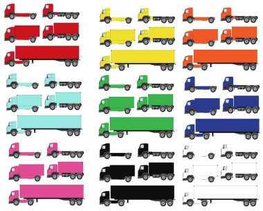 Teslimat hızlı, küme üzerinde beyaz izole teslim araçların.