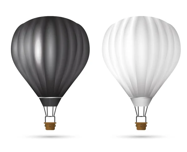 Hete Lucht Ballonnen Iconen Set Geïsoleerd Wit — Stockvector