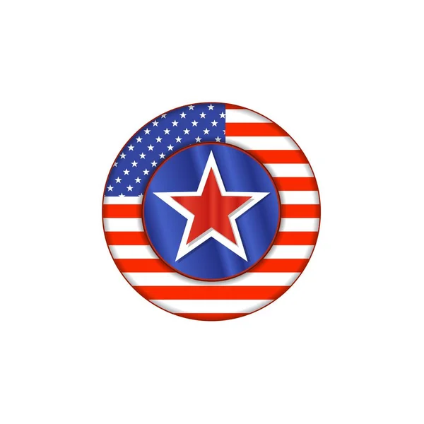 Usa Button Flag Isolated White — Stock Vector