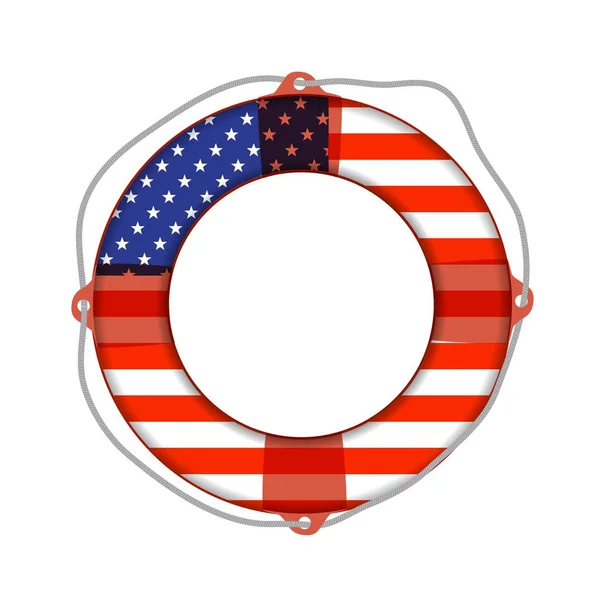 Vlajka Usa Tlačítko Izolované Bílém — Stockový vektor