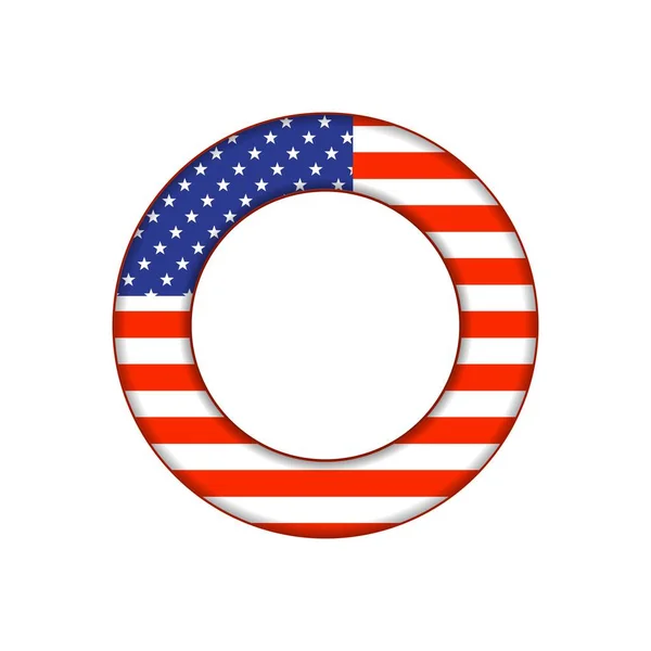 Vlajka Usa Tlačítko Izolované Bílém — Stockový vektor