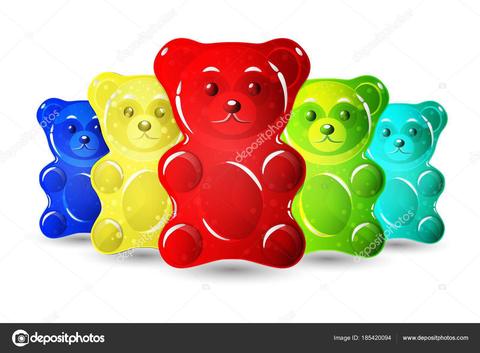 Colored Cartoon Gummy Bear on a White Background Stock Vector