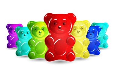 Sakızlı ayılar üzerinde beyaz izole demet