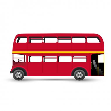 Kırmızı Londra Doubledecker beyaz izole otobüs