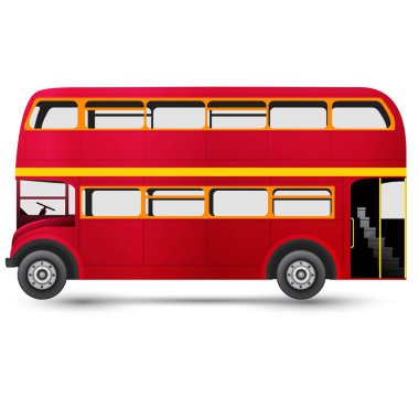 Kırmızı Londra Doubledecker beyaz izole otobüs