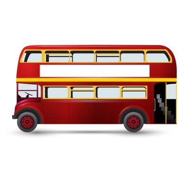 Kırmızı Londra Doubledecker beyaz izole otobüs