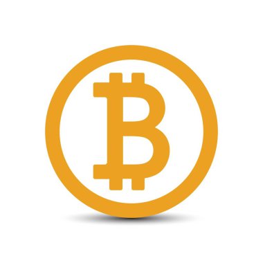 Bitcoin işareti. Cryptocurrency, fütüristik dijital para. Beyaz izole.