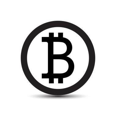 Bitcoin işareti. Cryptocurrency, fütüristik dijital para. Beyaz izole.