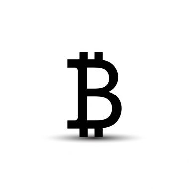 Bitcoin işareti. Cryptocurrency, fütüristik dijital para. Beyaz izole.