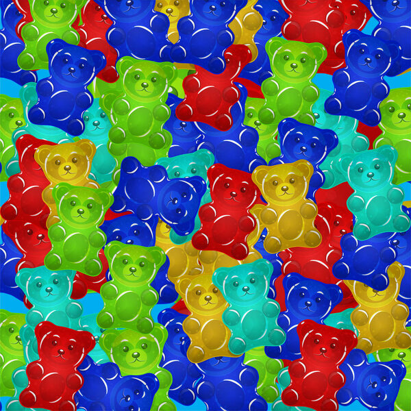 colorful gummy bears candies background. vector pattern.