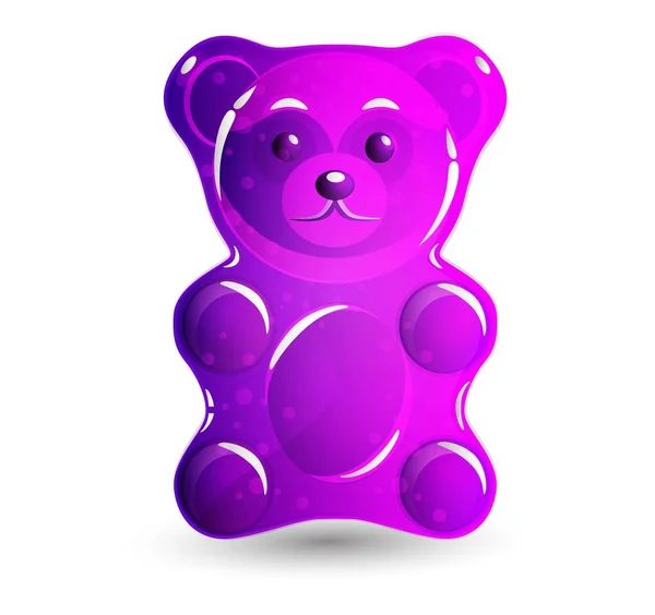 Purple Gummy Bear Isolated White — Stock Vector