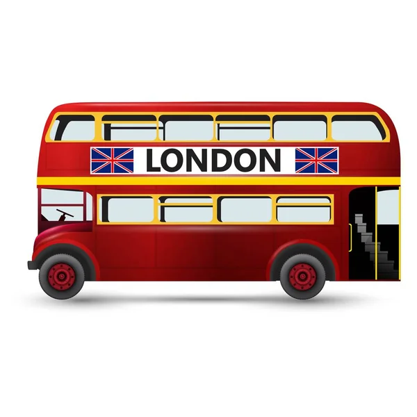 Red London Doubledecker Bus Isolated White — Stock Vector