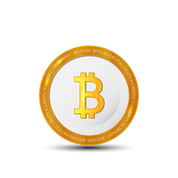 Bitcoin Zeichen Kryptowährung Futuristisches Digitales Geld Isoliert Auf Weiß — Stockvektor