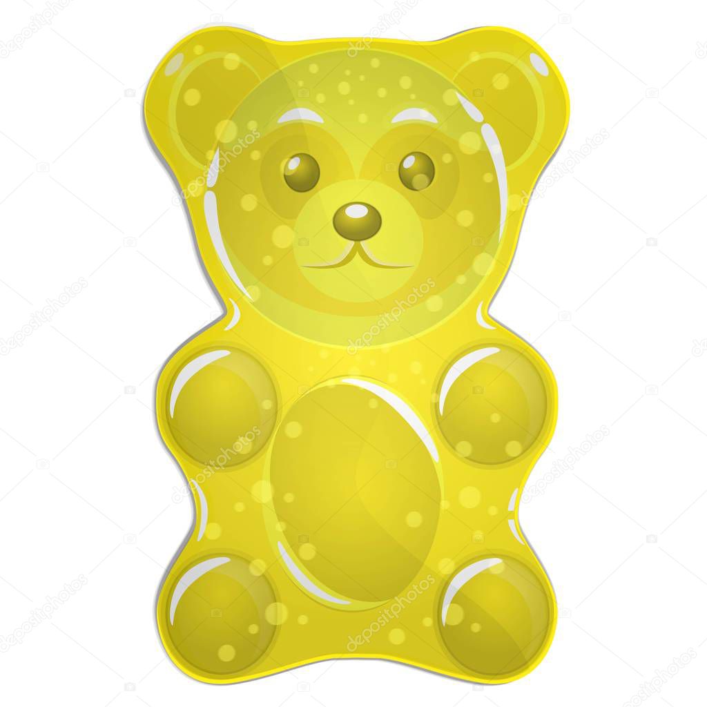 Yellow gummy bear isolated on white