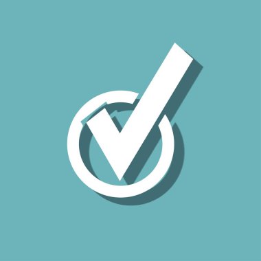 Mavi arka plan üzerinde yuvarlak onay işaretinin görüntülenmesi