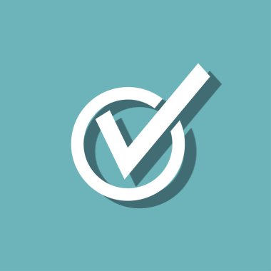 Mavi arka plan üzerinde yuvarlak onay işaretinin görüntülenmesi