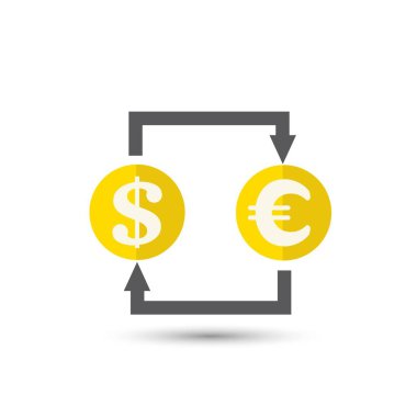 Döviz Alım Satım anahat simgesi beyaz arka plan üzerinde