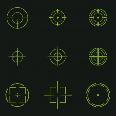 Set of sniper sights on black background clipart
