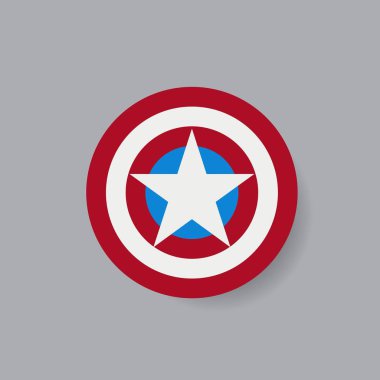 gri arka plan üzerinde yıldız ile süper kahraman kalkan