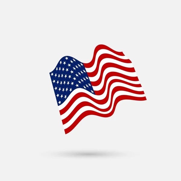 Verenigde Staten Vlag Zwaaien Pictogram Witte Achtergrond — Stockvector