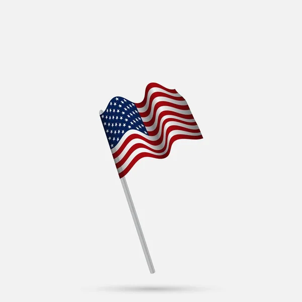 Verenigde Staten Vlag Zwaaien Pictogram Witte Achtergrond — Stockvector