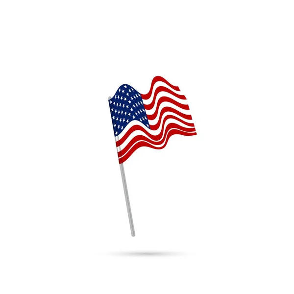 United States Flag Waving Icon White Background — Stock Vector