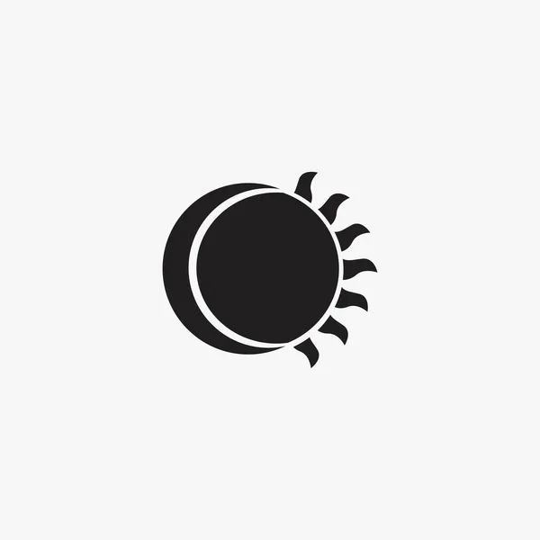 Schwarze Sonne Und Mond Ikone Auf Weißem Hintergrund — Stockvektor