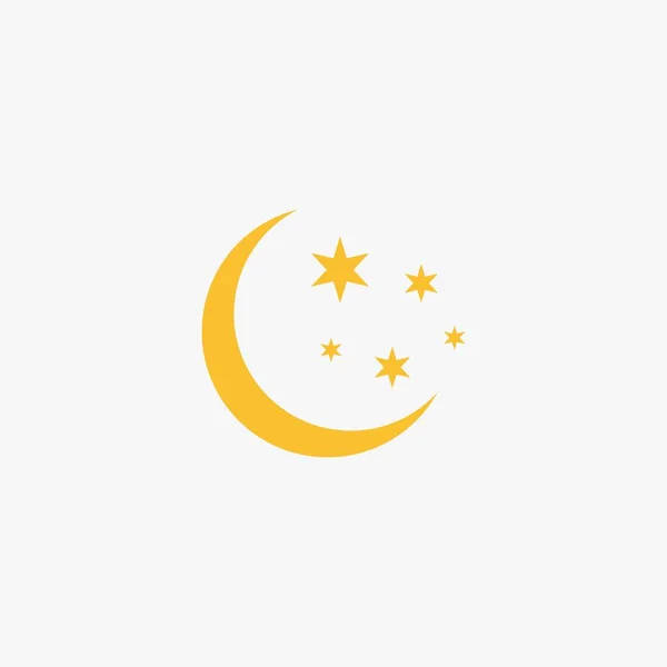 Yellow Half Moon Five Stars Icon — Stock Vector