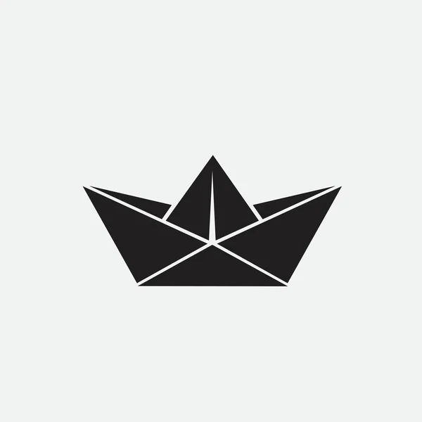 Черный Оригами Лодки Значок Белом Фоне — стоковый вектор