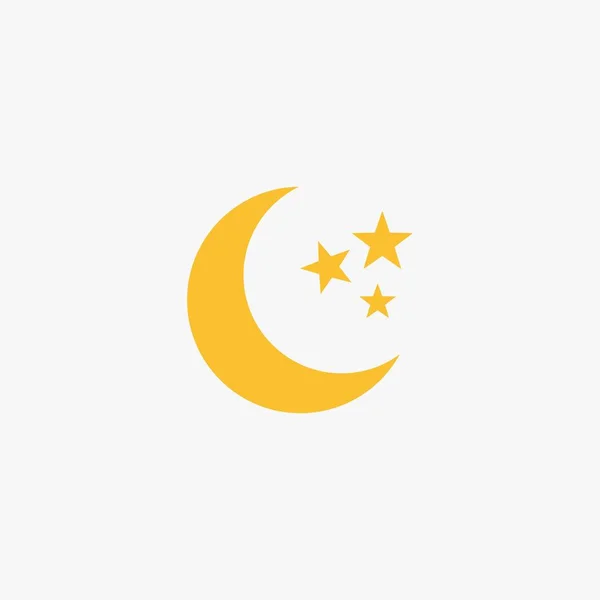 Yellow Half Moon Three Stars Icon — Stock Vector