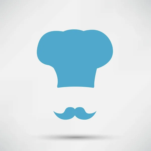 Cappello Chef Blu Baffi Sfondo Bianco — Vettoriale Stock