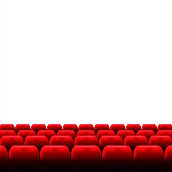 Auditorio Cine Con Pantalla Blanca Filas Asientos Rojos — Vector de stock