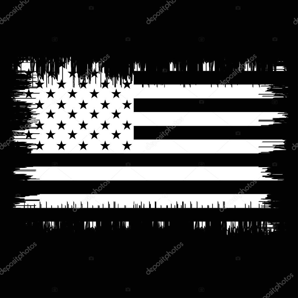 American flag on black background