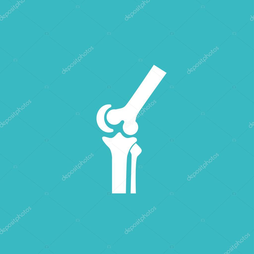 Knee joint bones icon on blue background