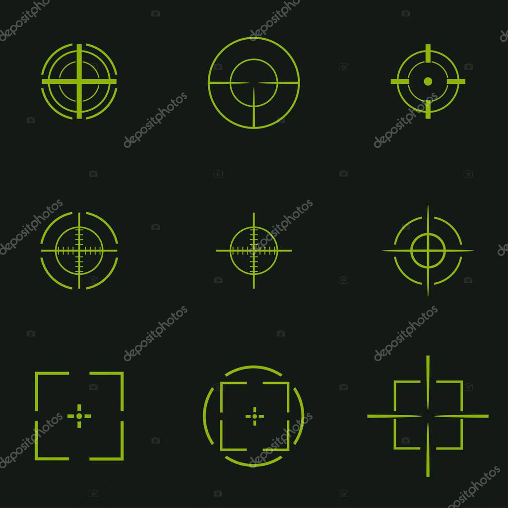 Set of sniper sights on black background