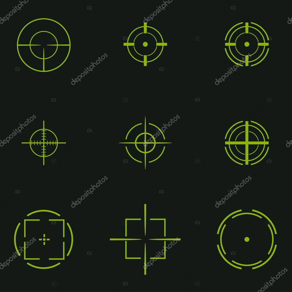 Set of sniper sights on black background