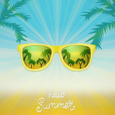 Yaz poster güneş gözlüğü palm ile