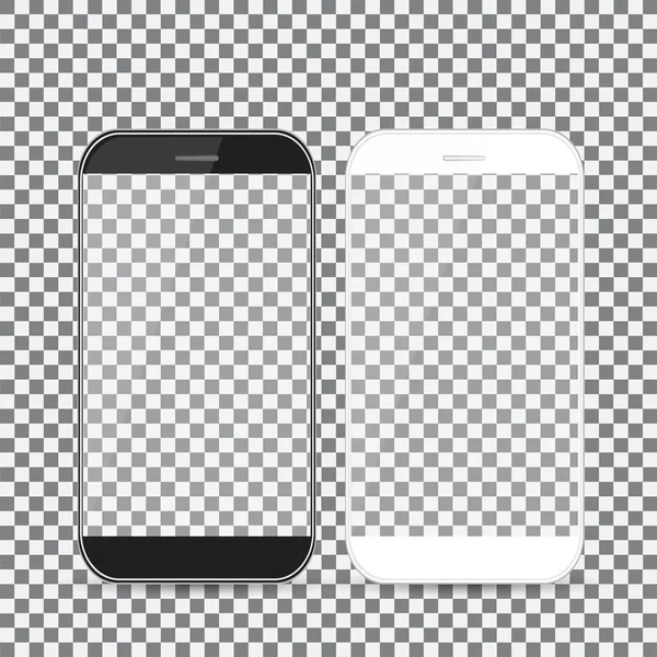 Черный Телефон Макет Чистым Экраном Прозрачном Фоне — стоковый вектор