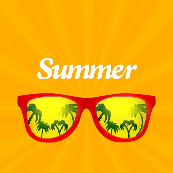 Summer Glasses Reflection Palms Vector — Stock Vector